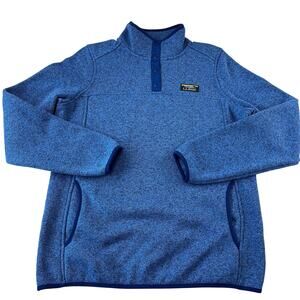 L.L.Bean Women's Sweater Fleece Pullover Blue size Medium 1/4 snap